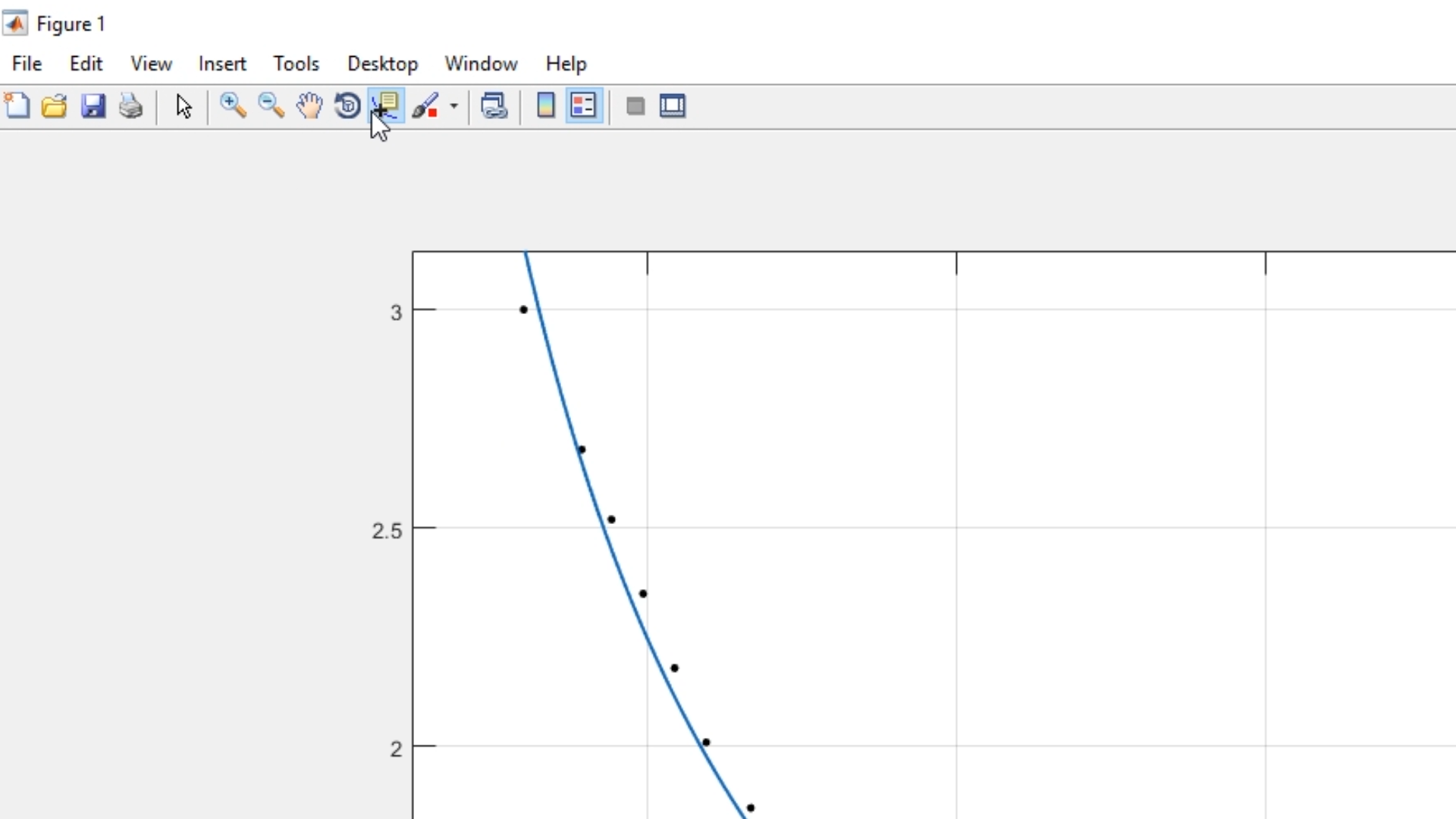 Seleccionar herramienta de interpolación en la Figura de Matlab