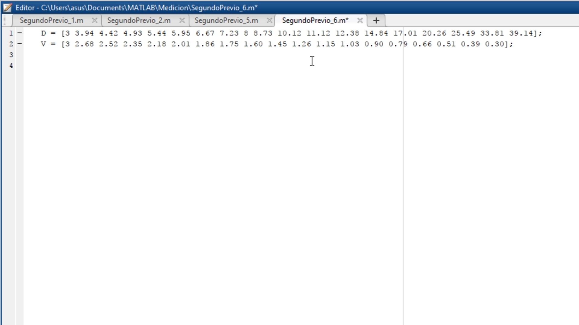 Crearemos los vectores. Estos datos fueron dados en la guía del previo